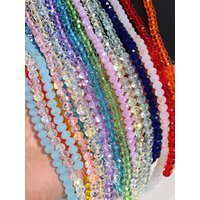 80Pcs 6mm Rondelle Crystal Beads Flat Round Clear Faceted Glass Loose Spacer Bead for Jewelry Making DIY Bracelet Necklace