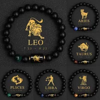 12 Zodiac Sign Bracelet Homme Constellation Bracelet for Men Aries Virgo Leo Libra Charm Bangle Women Friendship Jewelry