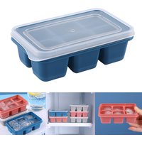 Silicone Ice Cube Mould with DIY Lid 6 Grid Soft Bottom ce Cube Mold Square Fruit Ice Cube Maker Tray Kitchen Bar Tools Acces