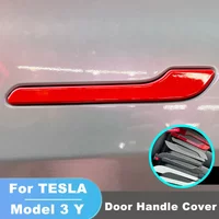 4Pcs/Set ABS Carbon Fiber Car Door Handle Wrap Cover Stickers Accessorie For Tesla Model Y Launch Model 3/Y/3