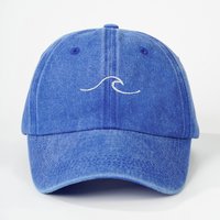 Simple Wave Ripple Embroidery Baseball Cap Solid Color Washed Cotton Hip Hop Snapback Hat For Women And Men Summer Outdoor