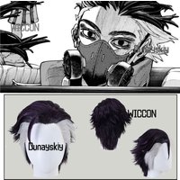 GACHIAKUTA Zodyl Typhon Cosplay Wig Black White Slicked-back Hair Cool Party Stage Daily Carnival Halloween Cosplay