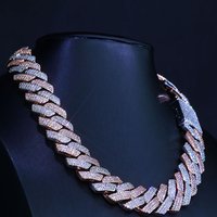 NY Hip Hop Cuban Link Chain Jewelry 20MM Width 3 Rows CZ Men Iced Out Cuban Chains Bling Cubic Zirconial Brass Necklace