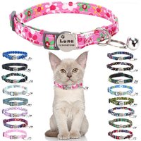 Personalized Cat collar with Bell Safety Buckle Customized Nametag Puppy Kitten Necklace Free Engraving Name ID Tag Nameplate