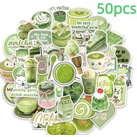 50 pieces/pack Matcha small item stickers ins fresh green series healing creative decoration DIY journal stickers