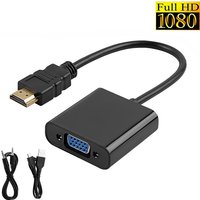 Full HD 1080P HDMI-compatible To VGA Cable Converter Male to Female Adapter With Audio Power For PC TV Projector Tablet Monitor