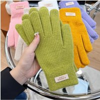 AliExpress NONE Winter Warm Knitted Woolen Gloves for Women, Winter Anti Cold Thickened Velvet Candy Color Cycling Touch Screen