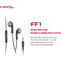 FiiO FF1 3.5mm HIFI Music Wired Bass Earbud 14.2mm Dynamic HD Microphone Earphone for Gaming Meeting Video