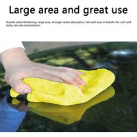 Thick Super Absorbent Coral Fleece Towel for Car Wash Home Cleaning Yellow+Grey