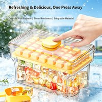 Ice Cube Tray With Lid And Storage Box in 34/68 Grids, Easy Press Release Ice Mold, Reusable Freezer Ice Maker Tool