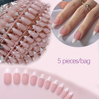 120PCS Press White French Edge Almond False Nails Reusable Acrylic False Nails Whitening Nail Art, Daily Wear Diy