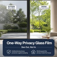 Large One Way Mirror Window Film Self Adhesive UV Block Sun Block Privacy Heat Control for Home Office Glass Door