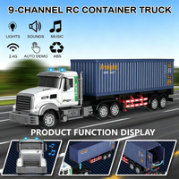 2.4GHz 9 Channel RC Semi Truck,1/12 Container Transport Truck with Lights Sounds, 40Min Playtime #1 Birthday Gift Box for Boys