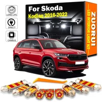 17Pcs Canbus LED Interior Reading Footwell Light Kit For Skoda Kodiaq NS7 2016 2018 2019 2020 2021 2022 Car Door Sun Visor Lamp