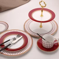 Restaurant Bone Porcelain Steak Plate Sample Room Decoration Tablecloth Ceramic Western Cuisine Plate Coffee Cup Pastry Plate