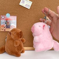 Cute Capybara Plush Toys Wagging Tail Doll Creative Keychain Bag Backpack Accessories Pendant Couple Gift