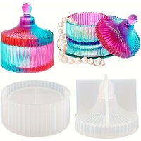 One set of resin box molds, round jewelry box storage boxes, DIY art casting water drop container molds, candle cans