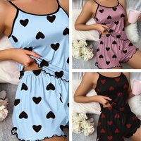 European and American Summer Women's Pajamas Two-Piece Set Sexy Casual Camisole Shorts Loungewear Valentine's Christmas Birthday