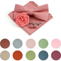 Newest 12 Soild Colorl Pocket Square Set Men's Lovly Cotton Handkerchief Cufflink Parent-Child Bowtie For Lover's Day Party Gift