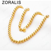 New 18K Gold Fashion 18 Inch 6mm Beads Chain Necklaces For Woman Mens Party Birthday Wedding Engagement Charm Jewelry