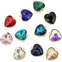 5pcs/lot Stainless Steel Heart Glass Pendant Faceted Glass Crystal Charms for Bracelets Earring Necklace Jewelry Making Supplies
