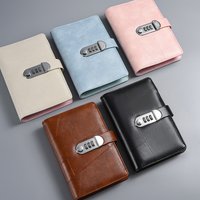 New A6 Splicing Retro Lock PU Clip-on Notebook Leather Loose Leaf Notebook Cover Notebooks Journal Kawaii Stationery
