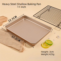 Thickened Carbon Steel Square Baking Pan Multisize Heavy Duty Metal Cake Baking Sheet Food Safe Coating Deep Rectangular