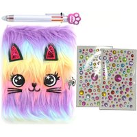 A5 Cute Plush Notepad Cartoon Cat Notebook Diary with Lock and Keys 160 Lined Pages Girl Gift Diary Book Study School Stationery