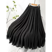 2025 Women Linen Cotton Y2k Long Skirts Elastic Waist Pleated Maxi Skirts Beach Boho Vintage Summer Skirts Faldas Saia Harajuku