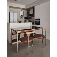 Vintage-Stil Massivholz Esszimmerstuhl, Designer Bürostuhl mit Rückenlehne, Französischer Stil Edelstahl Esstischstuhl