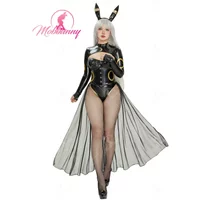 MOBBUNNY PM Derivative Sexy Lingerie Set Black Bodysuit and Top with Chiffon Skirt Headband Tail Cosplay Costume image 3