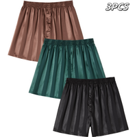 JupiterSecret 3pcs Men's Boxer Underwear Satin Fashion Stripe Antibacterial Casual Breathable Comfy Stretchy Boxer Shorts
