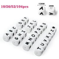 10/26/52/104pcs Letters Beads 12mm Silicone Alphabet Beads Focal Loose Beads DIY Beaded Pen Decoration For Jewelry Making