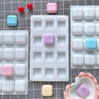 1pc 12 cavity square silicone mousse cake mold is easy to use and non stick baking mold for cake decoration DIY baking tools