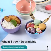 6 Inch Solid Color Plastic Bowl Salad Bowl Wheat Fiber Bowl Children Household Large Bowl Kitchen Supplies
