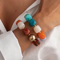 Ingemark 2Pcs/Set Vintage Resin Beaded Bracelet for Women Bohemian Stackable Acrylic Elastic Bangle 2026 New Jewelry Accessories