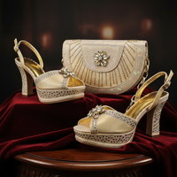 Italian Design Bigger Size Shoes and Bags Set Wedding for Women Bride Ladies High Heel HAND CRAFTED UPPER Shoes with Rhinestone image 4