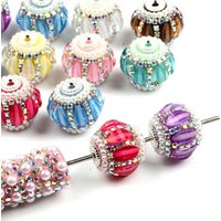 4pcs Assorted Sparkling Rhinestone With Artificial Pearl Beads Pen Floral Ball Beads For Jewelry Making DIY Keychain Bracelet
