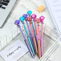 4/12/24pcs Crystal Diamond Ballpoint Pen Metal Texture Imitation Rod Retractable 0.7mm Blue Ink for Writing Signature A3332