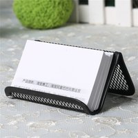Black Metal Mesh Business Card Holder Desktop Business Card Display Stand Box Office Cards Holder Desk Shelf Storage Organizer
