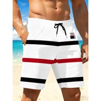 Men's plus-size quick-drying and breathable beach shorts, colorful print design, with elastic waistband for beach vacation.
