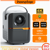 HONGTOP P10 Smart 4K Android WiFi Portable 1080P Home Theater Video LED Bluetooth Mini Projector 4GB 64GB Android 10 Projector