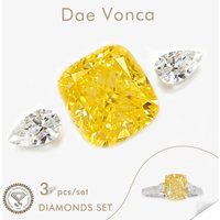 CVD/HPHT 3 Pieces Loose Diamonds Set IGI Certified Lab Diamonds Set Yellow Cushion Cut Lab Created Diamond For Rings Made