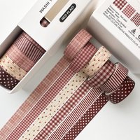 6 Rolls Retro Grid Series Tape Decorative Tape Diary Scrapbook DIY Tape Stationery Craft Material Tape