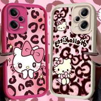 Cute Leopard Print Hello Kitty Case For Xiaomi Redmi Note 13 14 12 11 Pro Plus 5G 14S 12S 11S 10S 10 9 Redmi 14C 13C 12C 12 4G