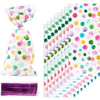 50pcs Rainbow Polka Dot Printed Cellophane Treat Bags Plastic Candy Gift Bags for Baby Shower Birthday Weddings Party Favors bag