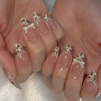 24Pcs French Style Fake Nails 3D Bowknot Designs Short Square Press on Nails Sweet Korean Fashion False Nail for Women Girl