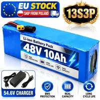 48V 10Ah Lithium-Akkupack 13S3P 18650 Li-Ionen-Akku XT60+DC mit BMS 54,6V Ladegerät für E-Bike Elektroroller, EU-Lager Polen-Lager Schneller Versand