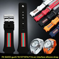 29x21mm Black Waterproof Rubber Watch Strap Special Protruding Interface For Gucci YA137 YA137107A/116 Men Replacement Band