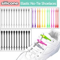 Adult & Kids No-Tie Elastic Shoelaces, Rubber & Silicone Lazy Laces for Sports Shoes, Elderly Friendly Shoe Straps(12pcs)
